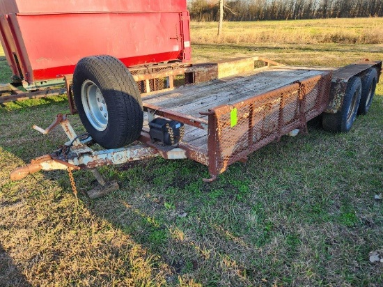 20' HD Utility Trailer Dual Axle W/ 2 Metal Ramps