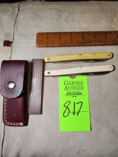 Ulster & Kingston Pocket Knives & Knife Sharpener with Sheath