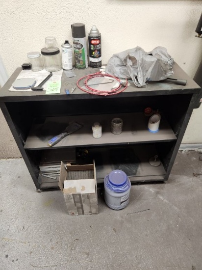 Metal Shelf & Contents