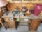 Contents of Top of Desk - Crosses, Lamp, & Misc