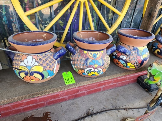 3 Talavera Clay Flower Planters