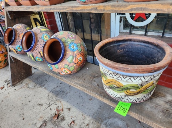 3 Talavera Planters  & 1 Flower Pot