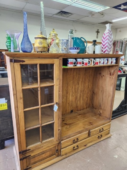 Rustic Entertainment Center & Contents