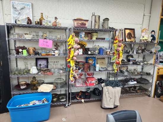 Contents of Metal Racks, Blue Tote, & Racks