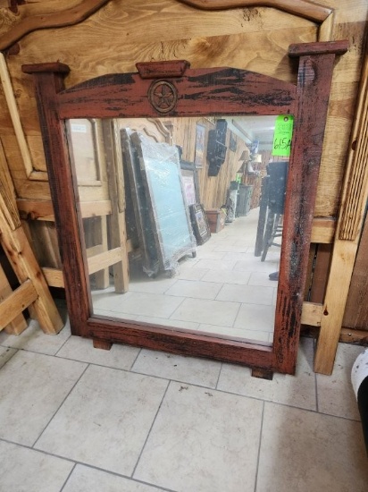 Rustic Wood Framed Mirror w/ Star