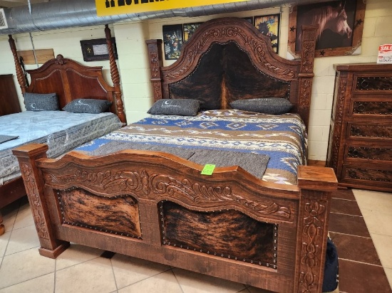 Cowhide King Bed - Mattress not Included