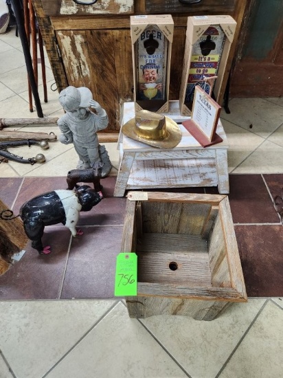 Foot Stool, Statue, Wood Planter, & Misc. Décor Items