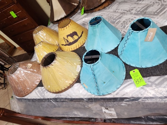 3 Medium Rawhide Lamp Shade & 7 Misc. Lamp Shades