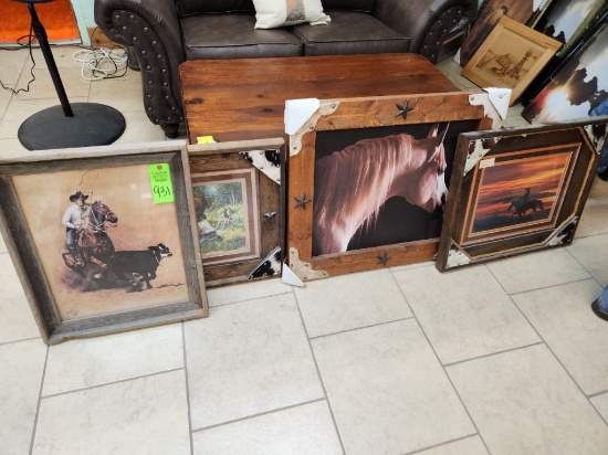 Wood Framed Western Pictures 4 ct.