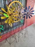 3 Metal  Yard Art Windmills