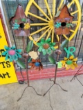 2 Metal Yard Art Bird Houses