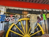 Cow Skull, Dear Skull & Wood Texas Sign