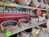 3 Talavera Clay Flower Planters & 2 Planters
