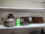 Misc. Vintage Iron, Cabbage Slicer, & Lantern Base