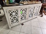 Glass Front Weather Wood Cabinet