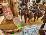 2 Buffalo, Vase, & Native American Plaque