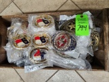 Crate of Texas Belt Buckles