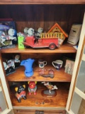 Contents of Cabinet- Firetrucks, Horses, Books, & Misc.