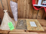 Antique Plate, Teepee, Vase, & Native Picture Frame