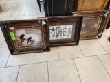3 Wood Framed Western Pictures