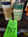 Edison Amberol & Edison Blue Amberol Cylinder Records in Basket