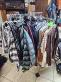 Clothes Rack w/ Jackets, Shirts, & Misc.