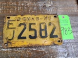 1945 Texas License Plate
