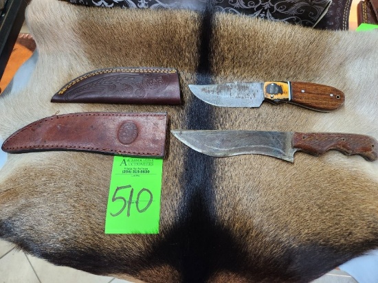 Knives 2 ct. - Appears to be Damascus & 2 Sheaths