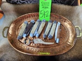 Pocket Knives - 7 ct. & Bottle Opener on Copper Tray