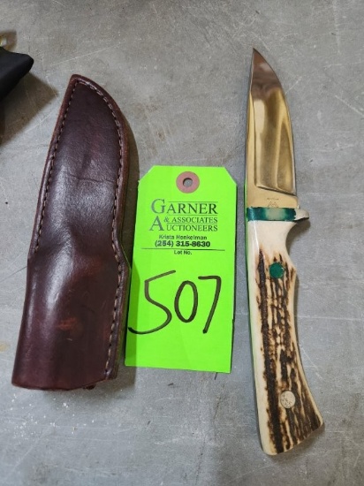 Knife with W Brand and Sheath - Texas Made #182
