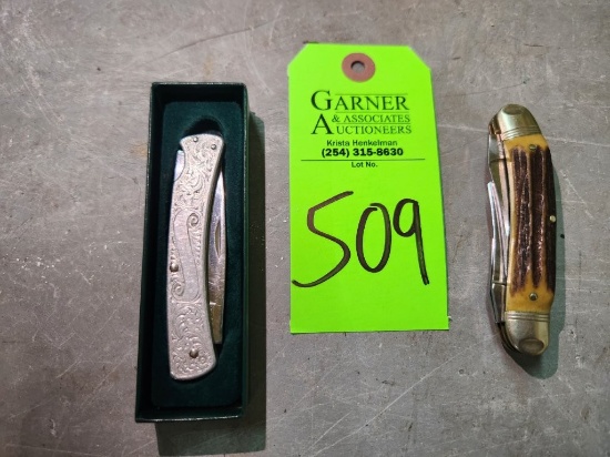 Hen & Rooster Hand Forged Quarter Horse 3 Blade Knife & Buck Knife