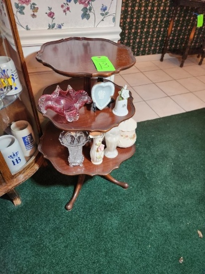 3-Tier Wooden Dumbwaiter Table