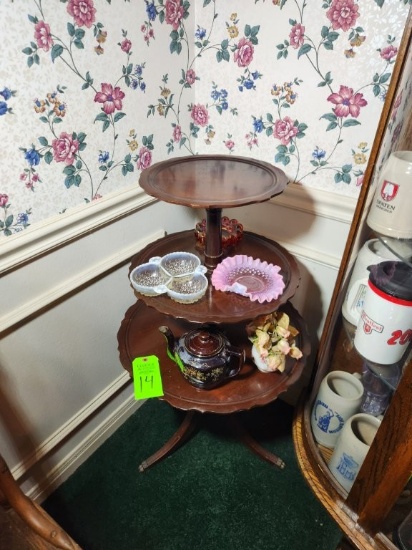 3-Tier Wooden Dumbwaiter Table
