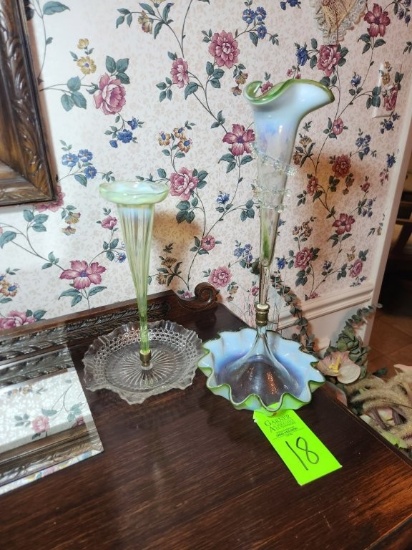 Glass Epergne w/ Ruffled Base Bowl 2 ct.