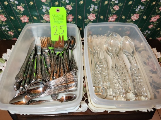 Oneida Silverware & Glass Serving Sets