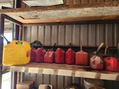 Shelf of Gas Cans