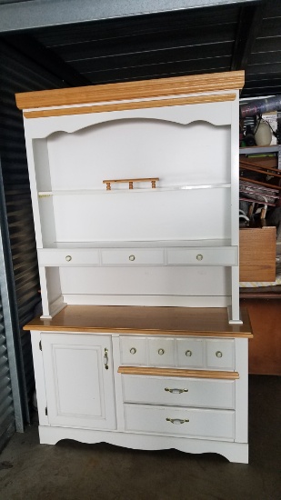 TALL 2 PIECE WHITE KITCHEN BUFFETT HUTCH CHINA CABINET