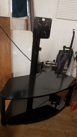 BLACK GLASS 2 TIERED FLAT SCREEN TV STAND