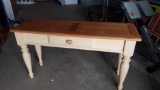 WHITE 1 DRAWER SOFA TABLE W/ WOODEN TOP