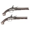 Pair of Early Silver Mounted Queen Ann  Flintlock Pistols