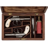 Cased Pair of Allen & Wheelock Bar Hammer Pistols