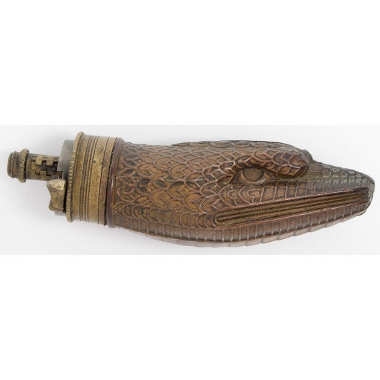 Rare French Serpent Head Powder Flask