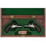 Contemporary Case Set Of French Muff Pistols By Aubron a Nantes