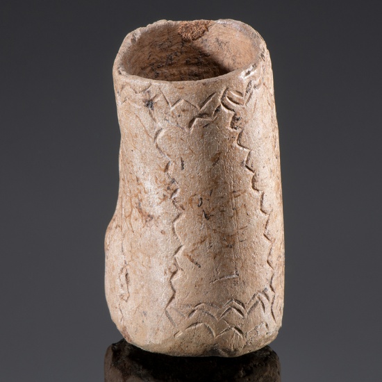 A Very Rare Engraved Antler Cup