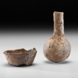 A Pottery Bowl AND Water Vessel Set