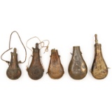 Lot of Five Martial Powder Flasks