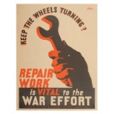 British Keep The Wheels Turning War Effort Lithograph Poster by Frank Newbould