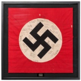 War Trophy Nazi Flag Dated March 11, 1945, Signed by the Men of the 104th Infantry Division 414th Re