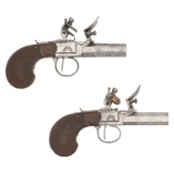 Pair Of Belgian Flintlock Muff Pistols