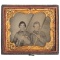 Sixth Plate Ambrotype of Two Young Confederates Displaying Their Arms